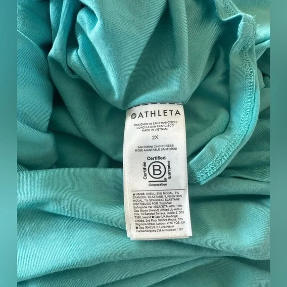 Athleta Teal Blue Santorini Cinch Sleeveless Midi Dress Robe Women's Size 2X​​ - Picture 8 of 12